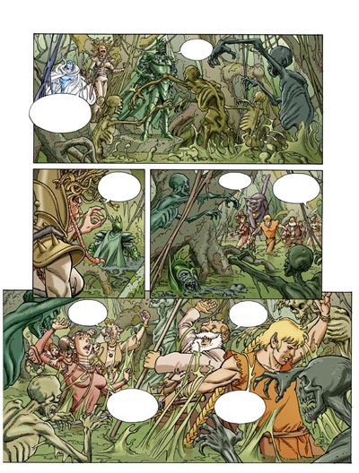 Tavola tratta da Il Mondo di Alef Tau<br>disegni di Marco Nizzoli, colori di Silvano Scolari e Pierre Matterne<br><i>(c) 2010 Comma22</i>