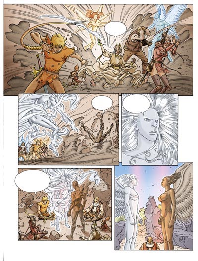Tavola tratta da Il Mondo di Alef Tau<br>disegni di Marco Nizzoli, colori di Silvano Scolari e Pierre Matterne<br><i>(c) 2010 Comma22</i>