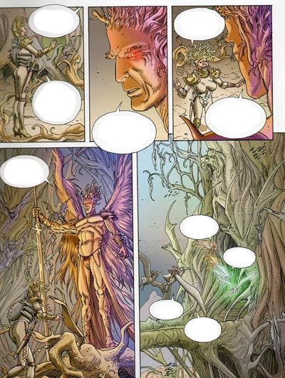 Tavola tratta da Il Mondo di Alef Tau Tavola tratta da Il Mondo di Alef Tau<br>disegni di Marco Nizzoli, colori di Silvano Scolari e Pierre Matterne<br><i>(c) 2010 Comma22</i>