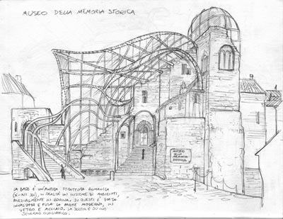 Studio Borgo San Michele: Museo della Memoria Storica<br>disegni di Fabio Celoni<br><i>(c) 2010 Fabio Celoni, Adriana Coppe & Edizioni Star Comics</i>