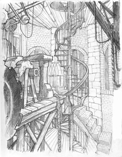 Studio Borgo San Michele: Interni Studio Borgo San Michele: Interni<br>disegni di Fabio Celoni<br><i>(c) 2010 Fabio Celoni, Adriana Coppe & Edizioni Star Comics</i>