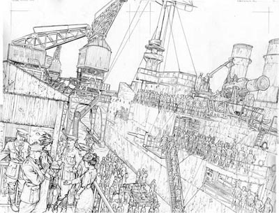 Tavola tratta da Aetheric Mechanics<br>disegni di Gianluca Pagliarani<br><i>(c) 2010 Edizioni BD</i>