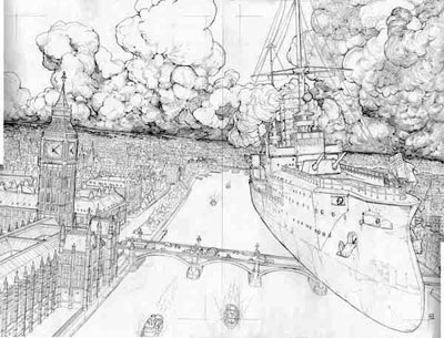 Cover USA Aetheric Mechanics - matita<br>disegni di Gianluca Pagliarani<br><i>(c) 2010 Edizioni BD</i>