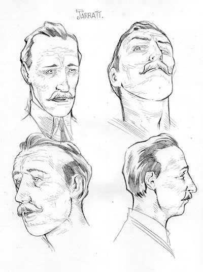 Studio Personaggi: Ispettore Jarrat<br>disegni di Gianluca Pagliarani<br><i>(c) 2010 Edizioni BD</i>