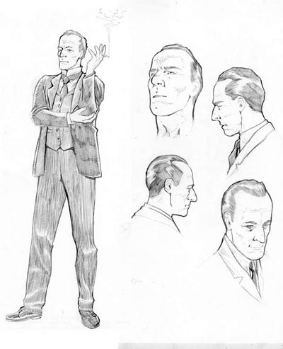 Studio Personaggi: Sax Raker<br>disegni di Gianluca Pagliarani<br><i>(c) 2010 Edizioni BD</i>