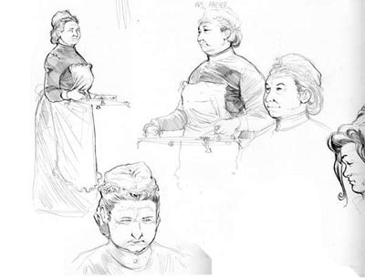 Studio Personaggi: Mrs Archer<br>disegni di Gianluca Pagliarani<br><i>(c) 2010 Edizioni BD</i>
