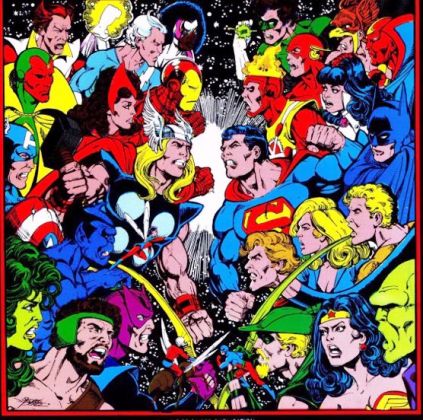 Il progetto fallito negli anni ’80 tra la JLA e i Vendicatori<br>vignetta originale di Gorge Pèrez <br><i>(c) degli aventi diritto</i>