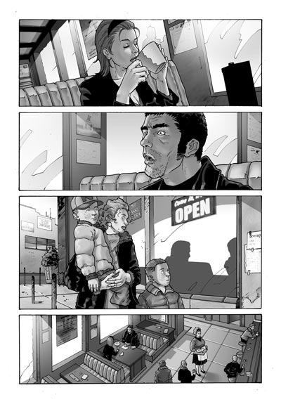 L'esecutore - Tavola 16<br>disegni di Andrea Mutti<br><i>(c) 2010 Panini Comics</i>