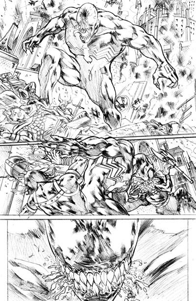 Tavola tratta da Siege: Spider-Man - matite<br>disegni di Marco Santucci<br><i>(c) 2010 Panini Comics</i>