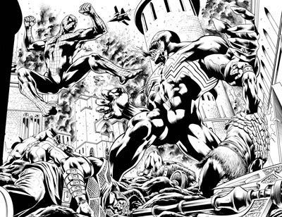 Tavola tratta da Siege: Spider-Man - chine<br>disegni di Marco Santucci<br><i>(c) 2010 Panini Comics</i>