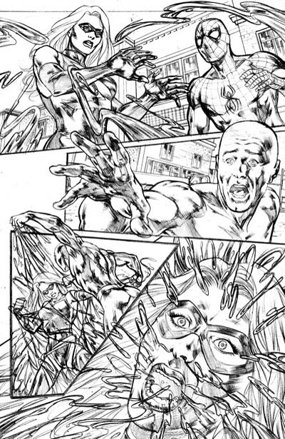 Tavola tratta da Siege: Spider-Man - matite<br>disegni di Marco Santucci<br><i>(c) 2010 Panini Comics</i>