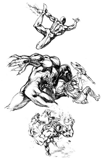 Studio Personaggi Siege: Spider-Man<br>disegni di Marco Santucci<br><i>(c) 2010 Marvel Comics</i>