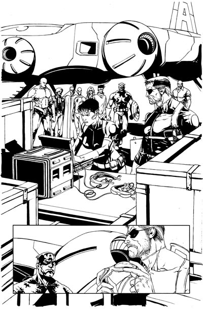 Tavola tratta da Siege: Secret Warriors - chine<br>disegni di Alessandro Vitti<br><i>(c) 2010 Panini Comics</i>