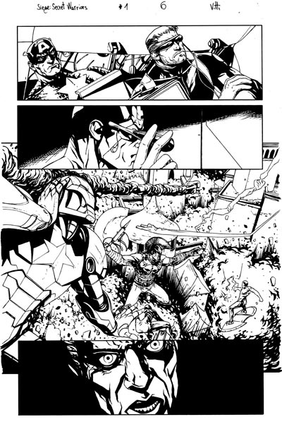 Tavola tratta da Siege: Secret Warriors - chine<br>disegni di Alessandro Vitti<br><i>(c) 2010 Panini Comics</i>