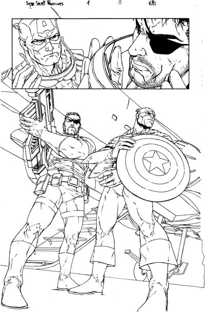 Tavola tratta da Siege: Secret Warriors - chine<br>disegni di Alessandro Vitti<br><i>(c) 2010 Panini Comics</i>