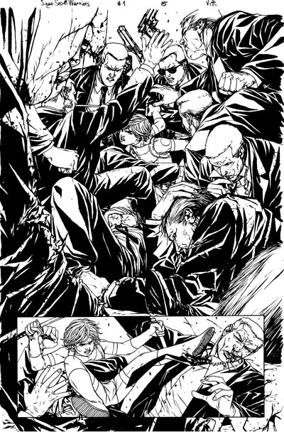 Tavola tratta da Siege: Secret Warriors - chine<br>disegni di Alessandro Vitti<br><i>(c) 2010 Panini Comics</i>