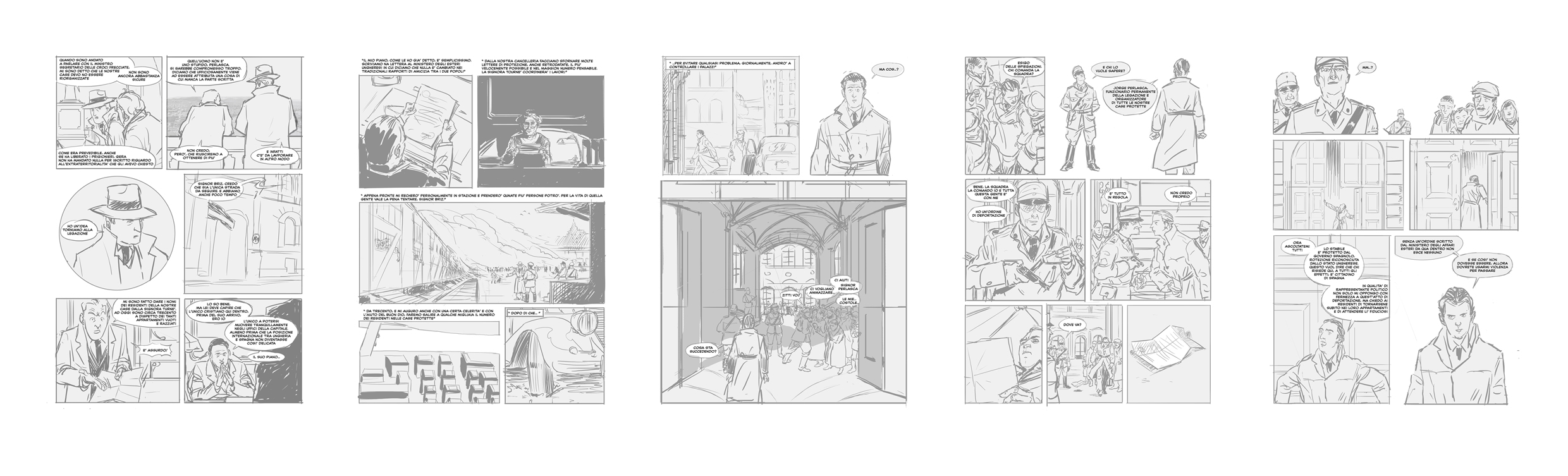 Giorgio Perlasca. Un uomo comune - Layout tavole da 41 a 45<br>disegni di Ennio Bufi<br><i>(c) 2011 ReNoir</i>