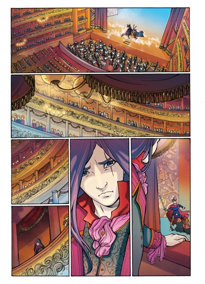 Tavola tratta da Vampire's Tears numero 1<br>disegni di Michela Cacciatore ed Elena Mirulla, colori Marina Iovine<br><i>(c) 2011 Salvatore Taormina</i>
