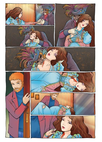 Tavola tratta da Vampire's Tears numero 1<br>disegni di Michela Cacciatore ed Elena Mirulla, colori Marina Iovine<br><i>(c) 2011 Salvatore Taormina</i>