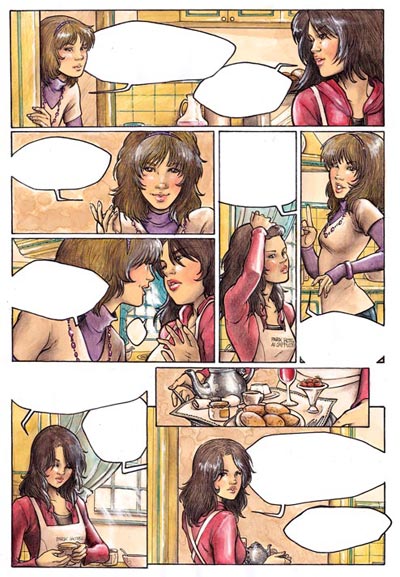 Tavola tratta da Lunarossa cartonato numero 1<br>disegni e colori di Michela Cacciatore<br><i>(c) 2011 Salvatore Taormina</i>