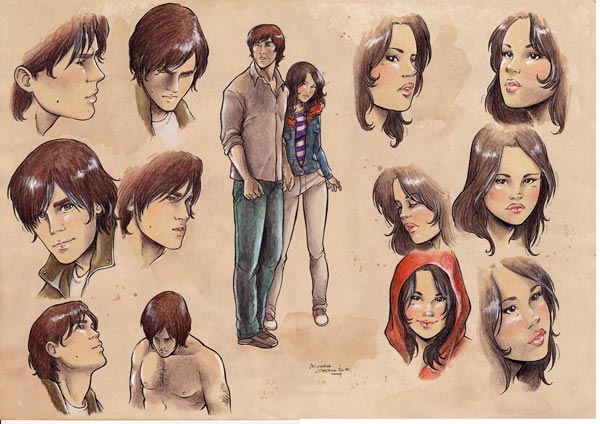 Lunarossa - Studio Personaggi: Will e Greta<br>disegni e colori di Michela Cacciatore<br><i>(c) 2011 Salvatore Taormina</i>