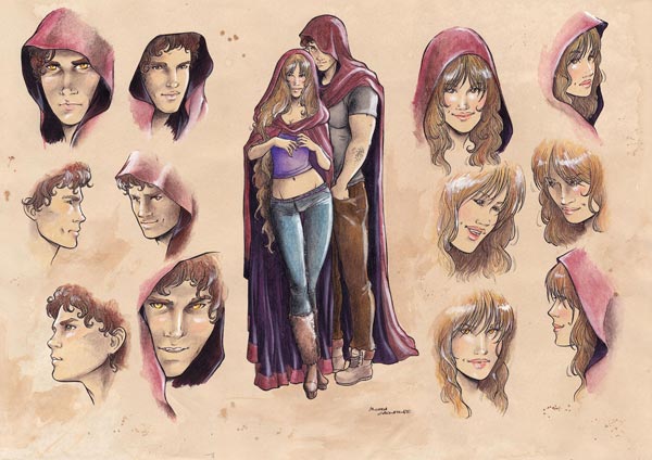 Lunarossa - Studio Personaggi: Pace e Prudenza<br>disegni e colori di Michela Cacciatore<br><i>(c) 2011 Salvatore Taormina</i>