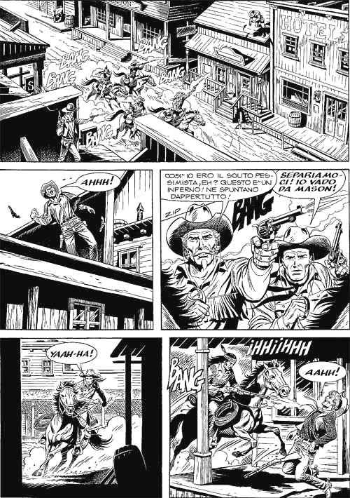 Quattro diavoli all'inferno<br>Almanacco del West 2011, pag.139 - tavola di Giacomo Danubio<br><i>(c) 2011 Sergio Bonelli Editore</i>