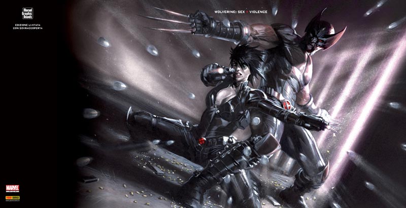 Cover edizione deluxe Wolverine: Sex + Violence<br>disegni e colori di Gabriele Dell'Otto<br><i>(c) TM & © 2011 MARVEL Edizione italiana: Panini S.p.A.</i>