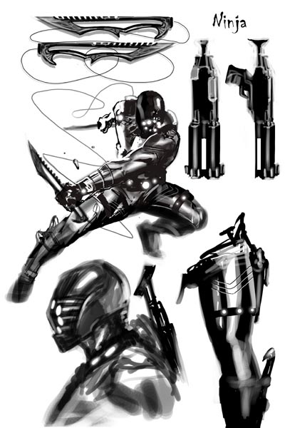 Studio Personaggi: Ninja<br>disegni di Gabriele Dell'Otto<br><i>(c) TM & © 2011 MARVEL Edizione italiana: Panini S.p.A.</i>