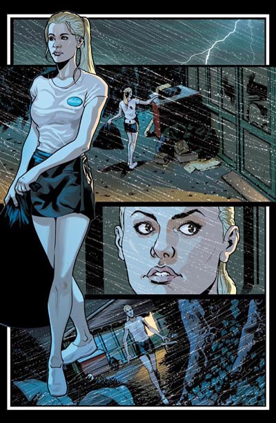 Tavola tratta da True Blood: Dal tramonto all’alba Tavola tratta da True Blood: Dal tramonto all’alba<br>disegni di David Messina, chine di Gaetano Carlucci & David Messina, colori di Giovanna Niro<br><i>(c) 2011 Panini Comics</i>