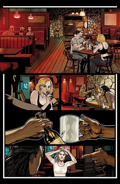 Tavola tratta da True Blood: Dal tramonto all’alba<br>disegni di David Messina, chine di Gaetano Carlucci & David Messina, colori di Giovanna Niro<br><i>(c) 2011 Panini Comics</i>