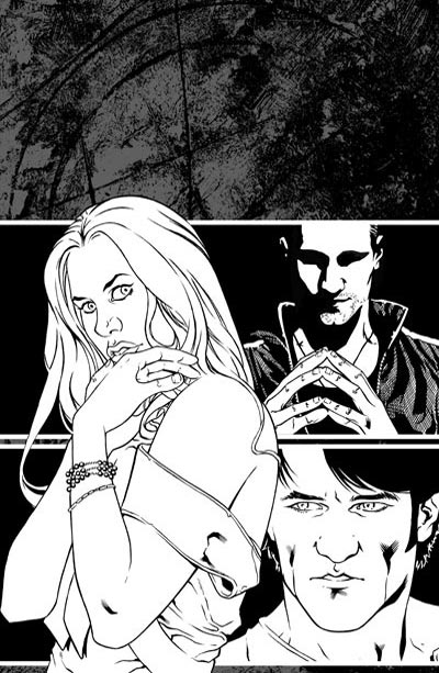 Cover Bianco & Nero True Blood #1 edizione USA<br>disegni di David Messina, chine di Gaetano Carlucci & David Messina<br><i>(c) 2011 IDW</i>