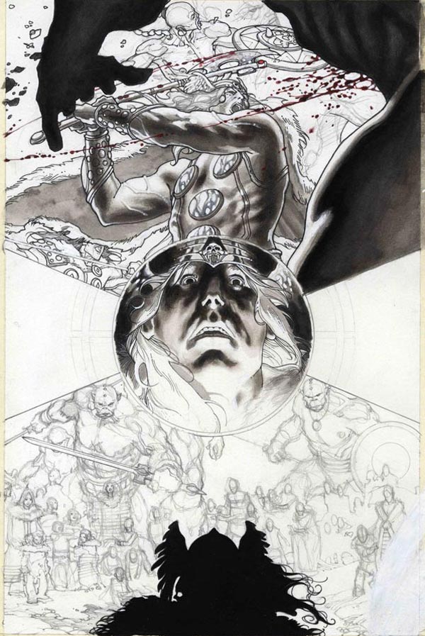 Tavola tratta da Thor: per Asgard<br>disegni di Simone Bianchi<br><i>(c) TM & © 2011 MARVEL Edizione italiana: Panini S.p.A.</i>
