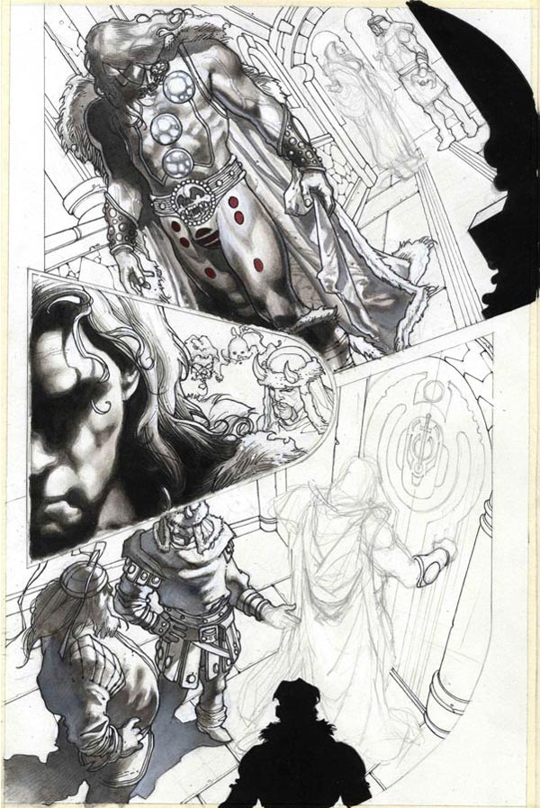 Tavola tratta da Thor: per Asgard<br>disegni di Simone Bianchi<br><i>(c) TM & © 2011 MARVEL Edizione italiana: Panini S.p.A.</i>