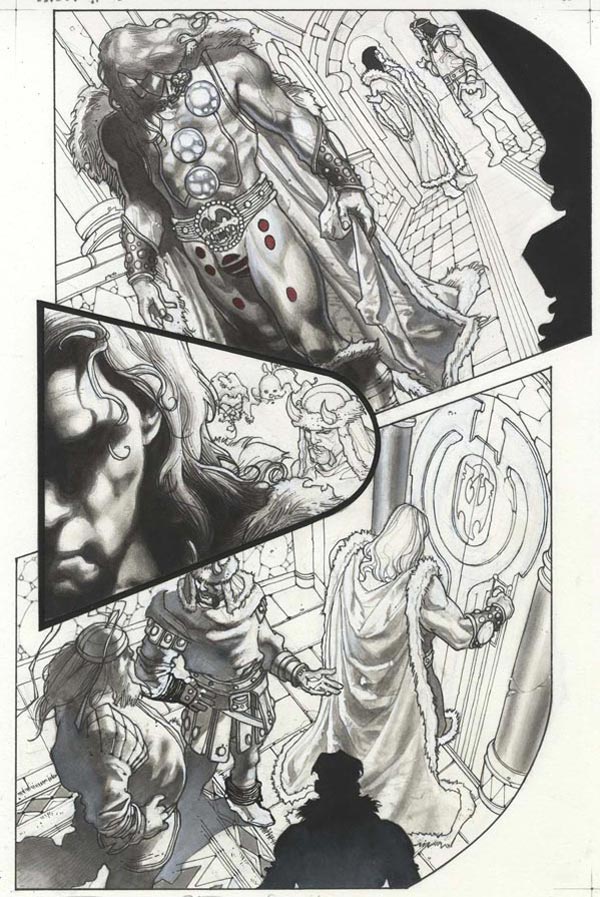 Tavola tratta da Thor: per Asgard<br>disegni di Simone Bianchi<br><i>(c) TM & © 2011 MARVEL Edizione italiana: Panini S.p.A.</i>