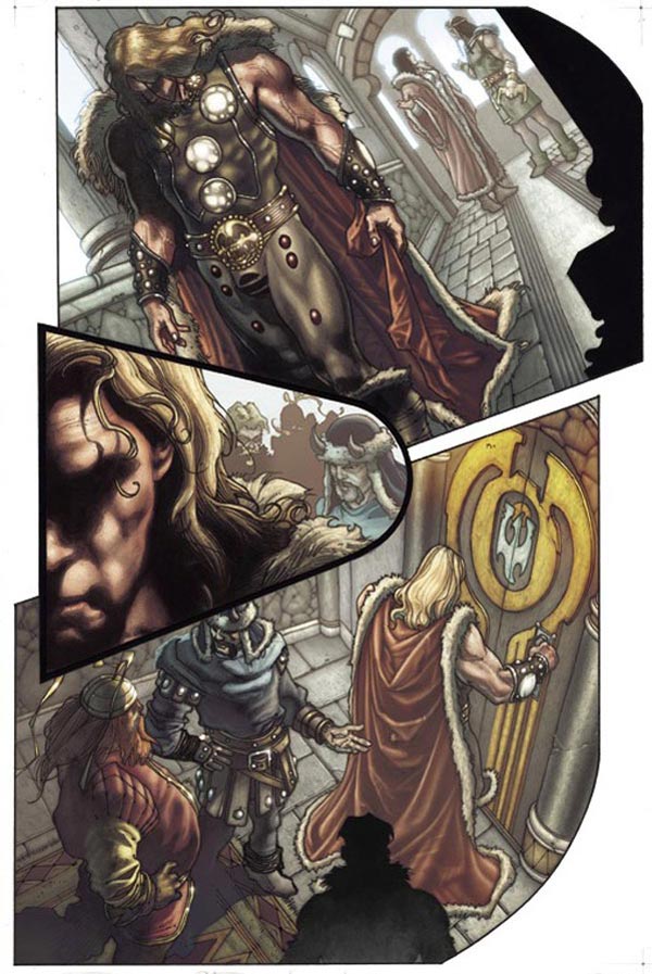Tavola tratta da Thor: per Asgard Tavola tratta da Thor: per Asgard<br>disegni di Simone Bianchi, colori di Simone Peruzzi<br><i>(c) TM & © 2011 MARVEL Edizione italiana: Panini S.p.A.</i>