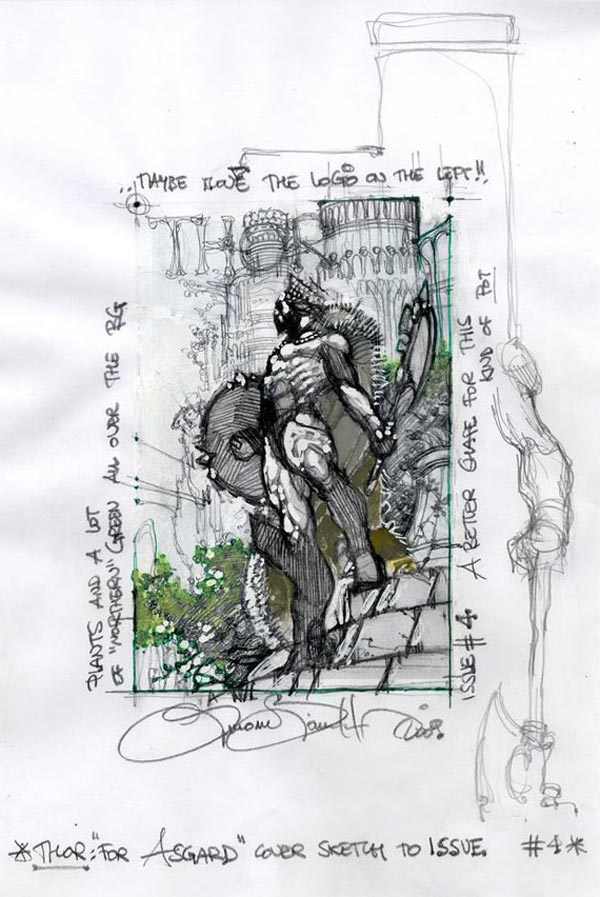 Sketch Cover USA #4 Thor: per Asgard Sketch Cover USA #4 Thor: per Asgard<br>disegni di Simone Bianchi<br><i>(c) TM & © 2011 MARVEL Edizione italiana: Panini S.p.A.</i>