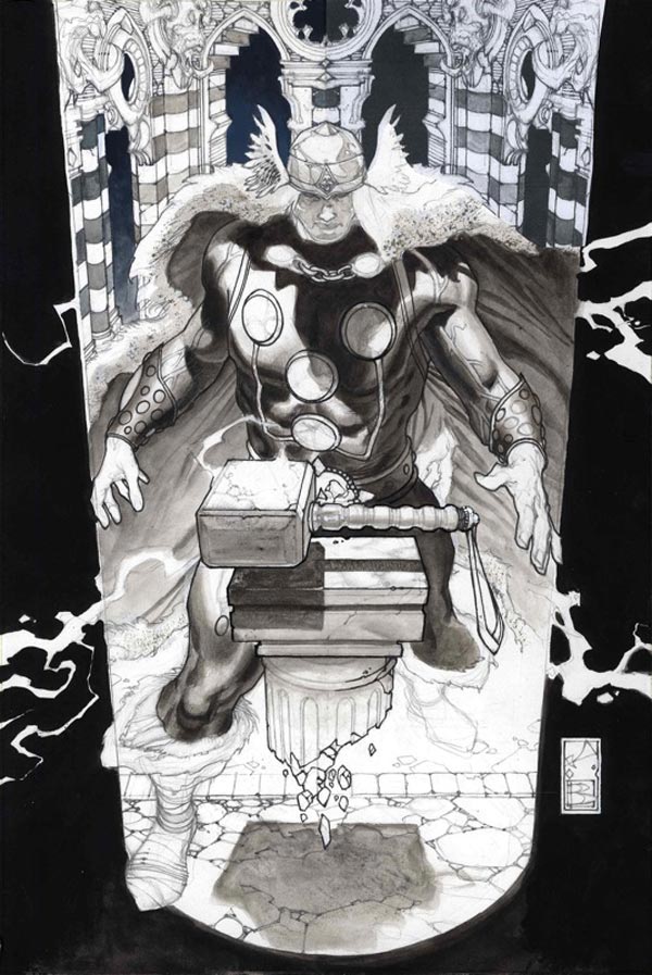 Matite Cover USA #6 Thor: per Asgard<br>disegni di Simone Bianchi<br><i>(c) TM & © 2011 MARVEL Edizione italiana: Panini S.p.A.</i>