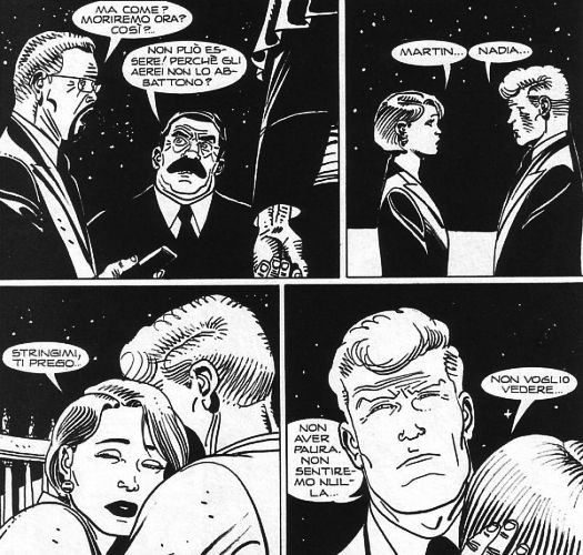 Martin e Nadia, un attimo prima della fine (?) Martin e Nadia, un attimo prima della fine (?)<br>disegni di Giancarlo Alessandrini, Martin Mystère n.298, pag.141<br><i>(c) 2008 Sergio Bonelli Editore</i>