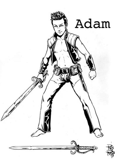 Studio Personaggi: Adam fantasy<br>disegni di Rosario Raho<br><i>(c) 2011 Giuseppe Di Bernardo & Edizioni Star Comics</i>