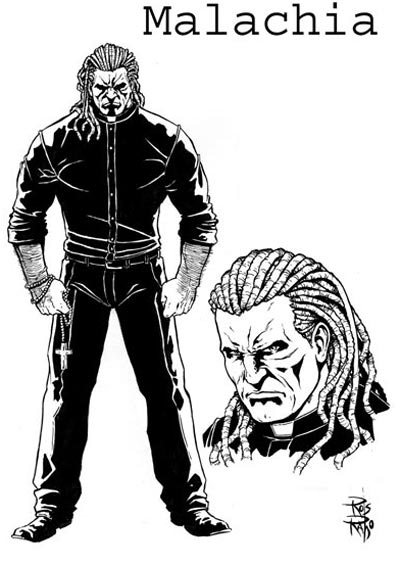 Studio Personaggi: Malachia<br>disegni di Rosario Raho<br><i>(c) 2011 Giuseppe Di Bernardo & Edizioni Star Comics</i>