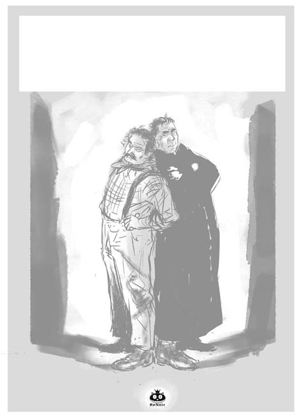 Layout, studio di copertina Volume 1 - Don Camillo a fumetti<br>disegni di Ennio Bufi<br><i>(c) 2011 ReNoir</i>