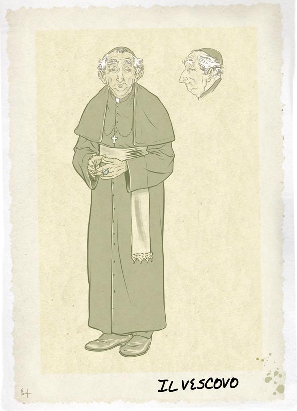 Studio Personaggi: Il Vescovo<br>disegni di Ennio Bufi<br><i>(c) 2011 ReNoir</i>