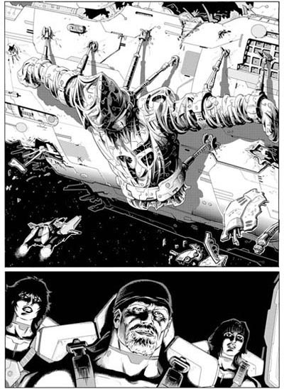 Tavola tratta dall'Albo Universo Alfa numero 8 - La Squadra Fantasma<br>disegni di Patrizia Mandanici<br><i>(c) 2011 Sergio Bonelli Editore</i>
