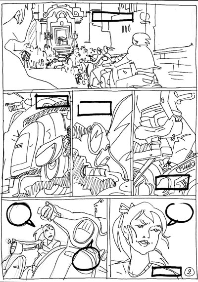 Carriera ciminale di Clelia C. - Tavola 2 storyboard<br>disegni di Grazia Lobaccaro<br><i>(c) 2011 Black Velvet</i>