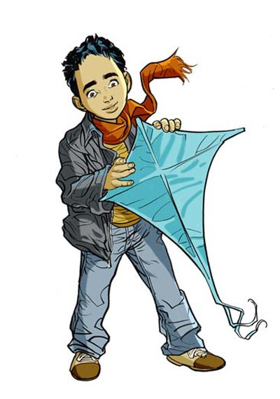Studio Personaggi: Amir ragazzo<br>disegni di Fabio Celoni, colori di Mirka Andolfo<br><i>(c) 2011 Edizioni Piemme</i>