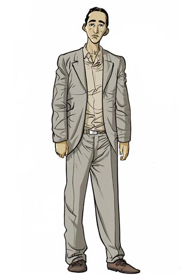 Studio Personaggi: Amir adulto<br>disegni di Ennio Bufi, colori di Mirka Andolfo<br><i>(c) 2011 Edizioni Piemme</i>
