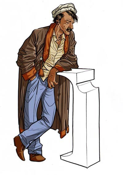 Studio Personaggi: Rahim-Khan<br>disegni di Fabio Celoni, colori di Mirka Andolfo<br><i>(c) 2011 Edizioni Piemme</i>