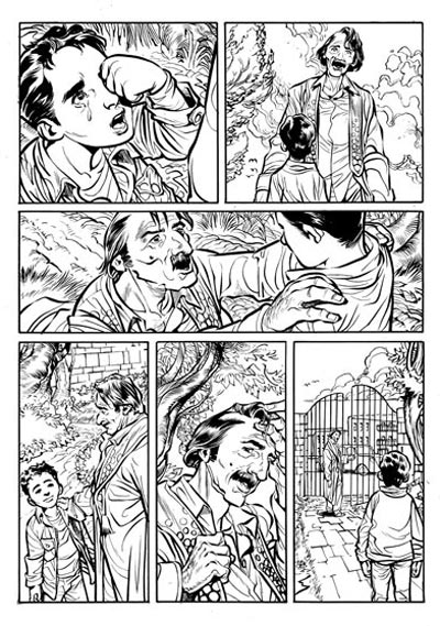 Il Cacciatore di Aquiloni - Tavola 9 chine<br>disegni di Fabio Celoni<br><i>(c) 2011 Edizioni Piemme</i>