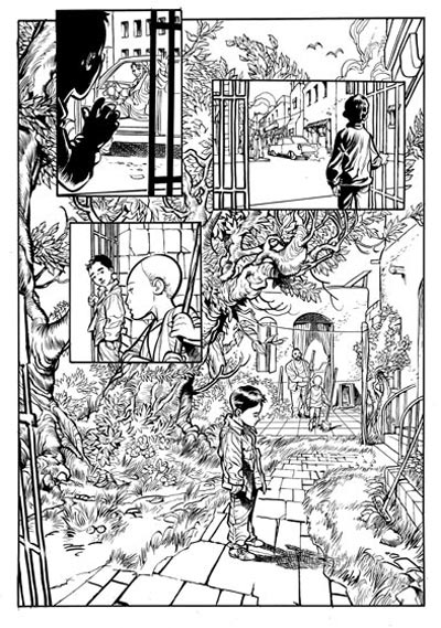 Il Cacciatore di Aquiloni - Tavola 10 chine<br>disegni di Fabio Celoni<br><i>(c) 2011 Edizioni Piemme</i>